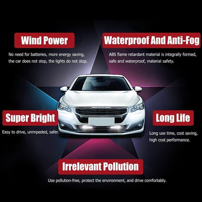 2 Pieces Car Wind Powered Light Abs Daytime Running Light for Cars Auto White